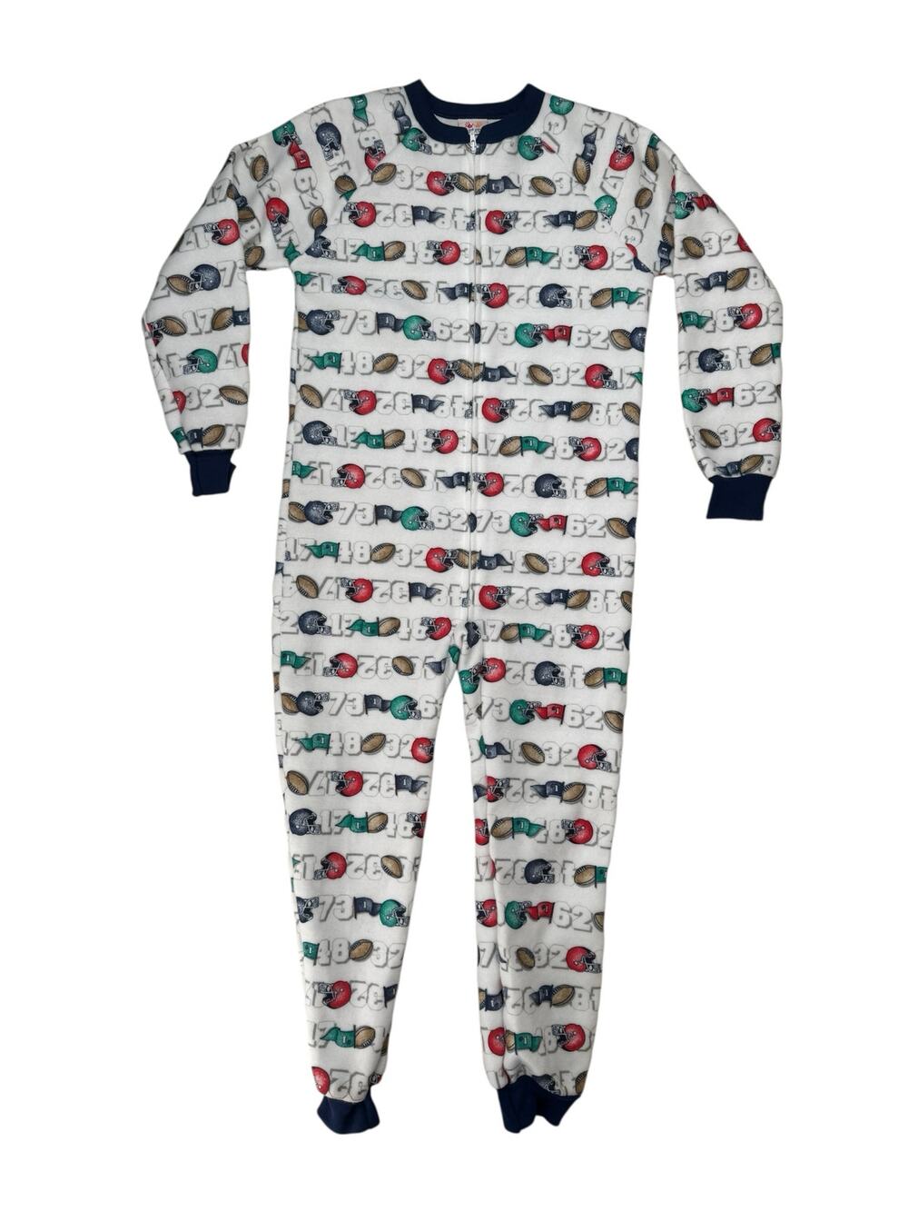 Vintage CARTERS *NEW* Football Fleece Long Johns Bodysuit Size 10 Kids Pajama